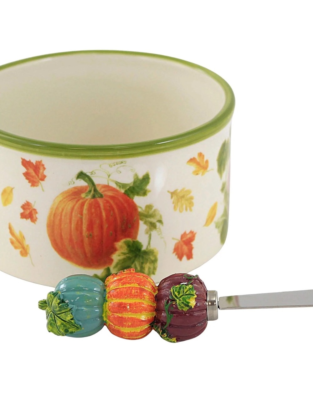 NWOT Certified International White Ceramic Bowl with Stainless Steel Spreader